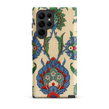 La Decoration Arabe 51 - Emile Prisse D’avennes Art Phone Case Samsung Galaxy S22 Ultra / Matte Beige Phone Case Adorned Intricate Blue