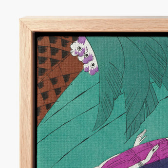 Framed Artwork Stylized Illustration Teal Leaves Purple Flowers Charles Martin’s ?La Morte D’amour’, Avant-garde Allure, Martin Art