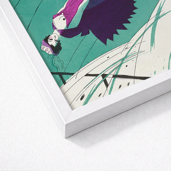 Framed Illustration Stylized Character Purple Hair Wings Teal Charles Martin’s ?La Morte D’amour’, Avant-garde Allure, Martin Art