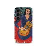 La Musique - Henri Matisse Fauvist Phone Case Samsung Galaxy S24 / Matte Phone Case Stylized Illustration Woman Blue Yellow Guitar Henri