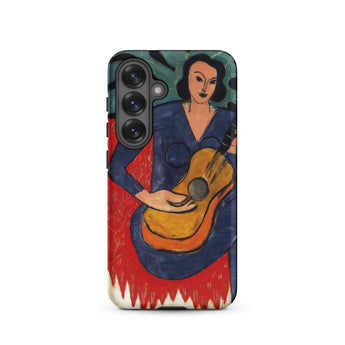 La Musique - Henri Matisse Fauvist Phone Case Samsung Galaxy S25 / Matte Phone Case Stylized Illustration Woman Blue Orange Guitar Henri