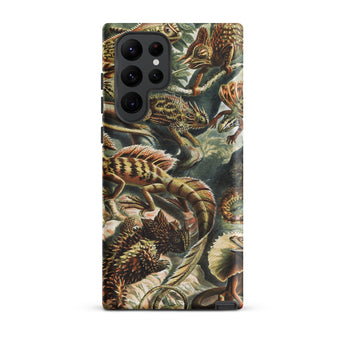 Lacertilia - Ernst Haeckel Lizard Taxonomy Phone Case Samsung Galaxy S22 Ultra / Matte Phone Case Detailed Illustration Chameleons Earthy