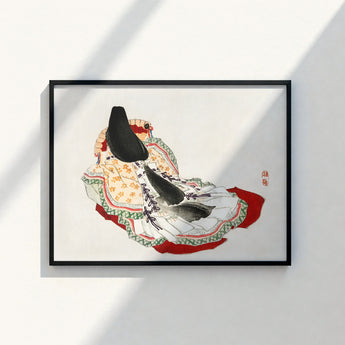 Black-framed Art Print Traditional Japanese Woman Ornate Layered Kōno Bairei’s Lady, Meiji-era Geisha, Enigmatic Splendor