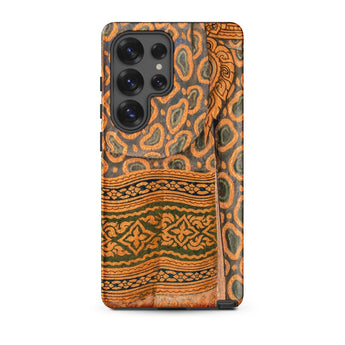 Lady in Waiting - Royal Siam Mural Phone Case Samsung Galaxy S25 Ultra / Matte Phone Case Intricate Orange Green Paisley Pattern Detailed