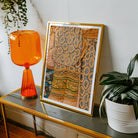 Lady in Waiting - Royal Siam Thai Mural Art Print, Framed Artwork Colorful Patterned Textile Design