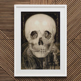 L’amour De Pierrot - Salvador Dali Art Print / Canvas Framed Optical Illusion Artwork Two Figures Table Skull Porcelain Skin Grazing,