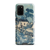 Blue Landscape with Houses - Vincent Van Gogh Phone Case Mobile Cases Blue Cream-colored Phone Case Stylized Landscape Design Reminiscent