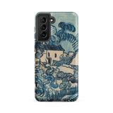 Blue Landscape with Houses - Vincent Van Gogh Phone Case Mobile Cases Blue Cream-colored Phone Case Stylized Landscape Design Reminiscent