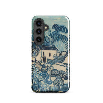Blue Landscape with Houses - Vincent Van Gogh Phone Case Mobile Cases Phone Case Stylized Blue Cream Landscape Design Reminiscent Gogh’s