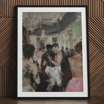 Last Dance - Luxe Vintage Gay Rave Art Print / Canvas Black-framed Vibrant Impressionistic Depiction Elegant Ballroom, Desire Waltzes