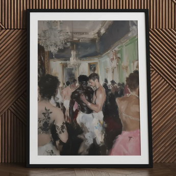 Last Dance - Luxe Vintage Gay Rave Art Print / Canvas Black-framed Art Print Vibrant Impressionistic Depiction Elegant Ballroom Luxe