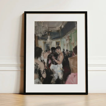 Last Dance - Luxe Vintage Gay Rave Art Print / Canvas Black-framed Vibrant Impressionistic Painting Elegant Ballroom, Desire Waltzes