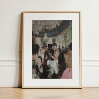 Last Dance - Luxe Vintage Gay Rave Art Print / Canvas Framed Painting Light Wood Frame White Mat Elegant Luxe Vintage Gay, Gay Rave, Desire