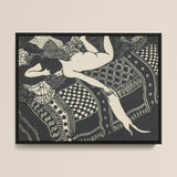 Pigrizia - Félix Edouard Vallotton stampa d'arte xilografica / Canvas, 40x30’’ / 101x76cm / Cornice nera, stampe poster e arte visiva, Toby Leon