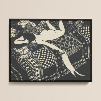 Pigrizia - Félix Edouard Vallotton stampa d'arte xilografica / Canvas, 40x30’’ / 101x76cm / Cornice nera, stampe poster e arte visiva, Toby Leon
