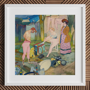 Le Cirque Corvi - Georges De Feure Jugendstil-Druck / Leinwand, 12x12’’ / 31x31cm / Weißer Rahmen / Passepartout, Poster-Drucke & visuelle Kunstwerke,