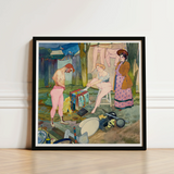 Black-framed Art Print Vintage-style Illustration Three Figures Outdoor Cirque Corvi, Belle époque Circus, Georges De Feure Nouveau