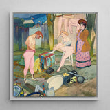 Le Cirque Corvi - Georges De Feure Art Nouveau Print / Canvas Framed Watercolor Painting Three Figures Outdoor Laundry Scene, Belle époque