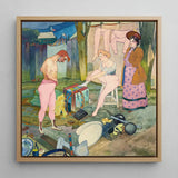 Le Cirque Corvi - Georges De Feure Art Nouveau Print / Canvas Watercolor Painting Light Wood Frame Three Figures Outdoor, Belle époque
