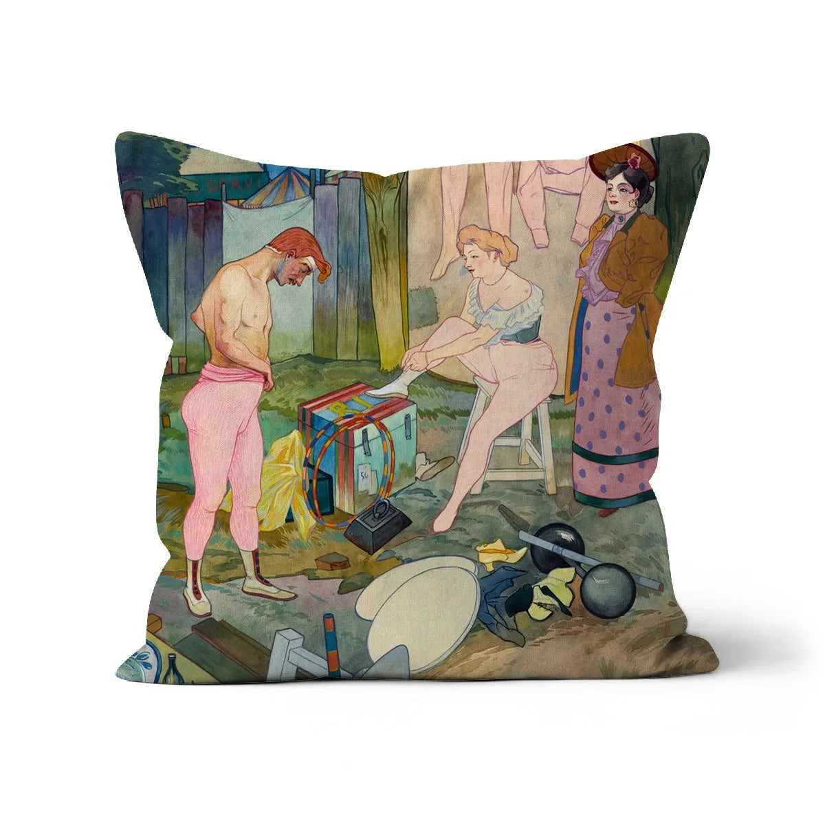 Le Cirque Corvi - Georges De Feure Cushion - Decorative Throw Pillow - Linen / 18’x18’ - Throw Pillows - Aesthetic Art