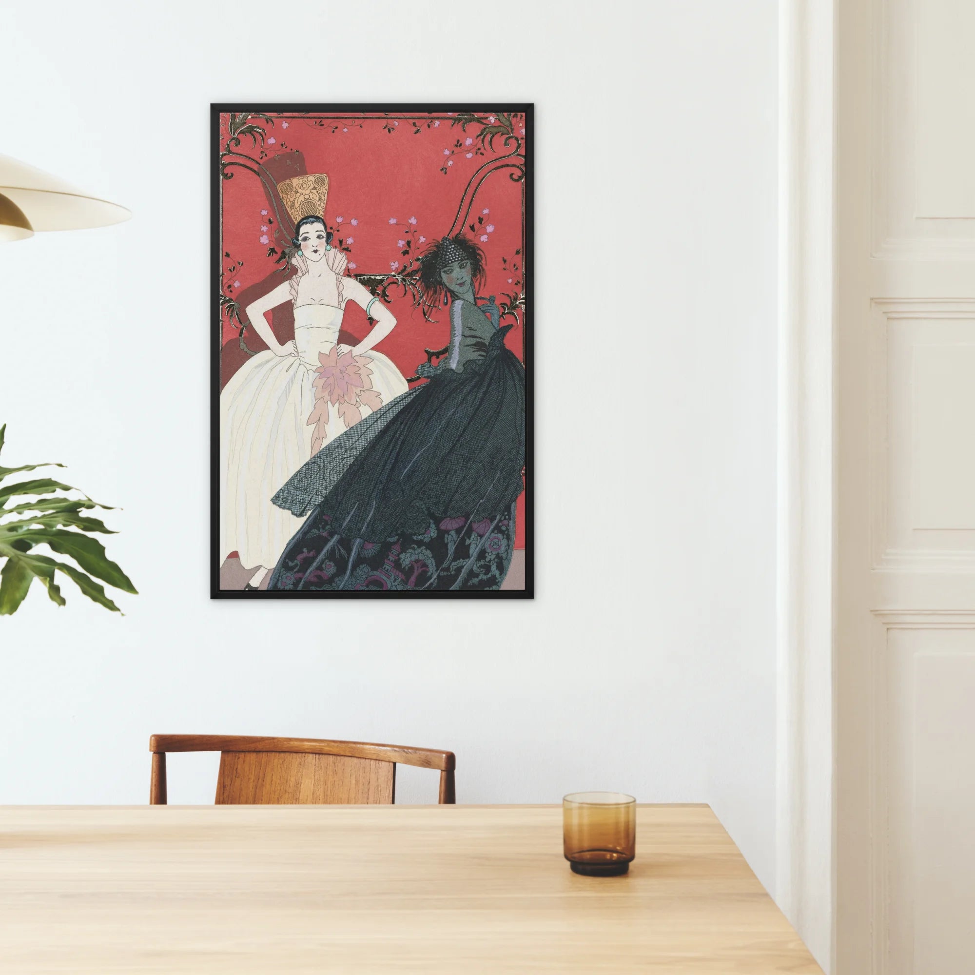 Le Jour et La Nuit George Barbier 1920s Art Framed Canvas, Framed Vintage Style Art Print Two Women Black White