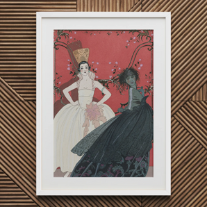 Le Jour et La Nuit - George Barbier 1920s Art Print / Canvas, 20x30’’ / 51x76cm / White Frame / Matboard, Posters Prints & Visual Artwork,