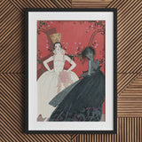 Le Jour et La Nuit - George Barbier 1920s Art Print / Canvas Black-framed Two Elegantly Dressed Women Ornate Barbier’s, Mesmerizing Ballet