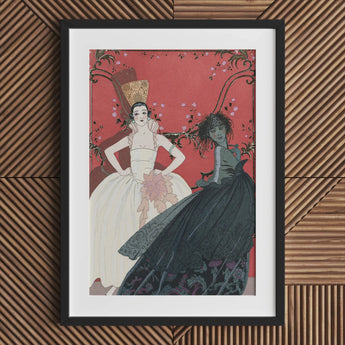 Le Jour et La Nuit - George Barbier 1920s Art Print / Canvas Black-framed Two Elegantly Dressed Women Ornate Barbier’s, Mesmerizing Ballet