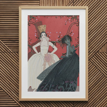 Le Jour et La Nuit - George Barbier 1920s Art Print / Canvas Framed Nouveau-style Two Elegantly Dressed Women Barbier’s, Mesmerizing Ballet
