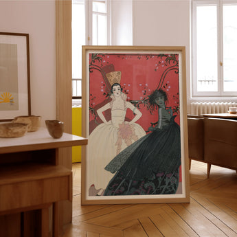 Le Jour et La Nuit - George Barbier 1920s Art Print / Canvas Framed Vintage Two Women White Black Barbier’s, Mesmerizing Ballet Prints