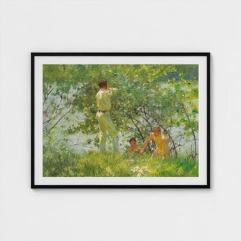 Leafy June - Henry Scott Tuke Art Print / Canvas, Dappling Riverbank Grasses Prints