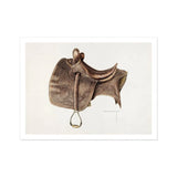 Leather Saddle - Bertha Semple Equestrian Art Print / Canvas, 16x12’’ / 41x31cm / Unframed / White Border, Posters Prints & Visual Artwork,