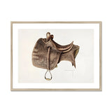 Leather Saddle - Bertha Semple Equestrian Art Print, Vintage Leather Horse Saddle Ornate Tooled Stirrup