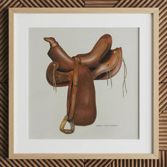 Ledersattel - Harry Mann Waddell Reitsport-Kunstdruck / Leinwand, 12x12’’ / 31x31cm / Naturrahmen / Passepartout, Poster, Drucke & Visual