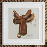 Leather Saddle - Harry Mann Waddell Equestrian Art Print / Canvas Brown Western Brass Hardware Decorative, Prints