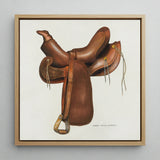 Leather Saddle - Harry Mann Waddell Equestrian Art Print / Canvas Detailed Watercolor Painting Brown Western Light, Prints