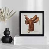 Leather Saddle - Harry Mann Waddell Equestrian Art Print / Canvas Framed Artwork Brown Horse, Prints