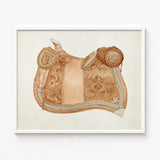 Beautifully Detailed Tan Leather Western Saddle Intricate Gold-toned 1930s Equestrian Art, Mesmerizing, Woods
