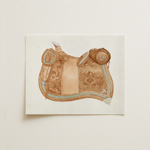 Leather Saddle - Ranka S. Woods 1930s Art Print / Canvas, 1930s Equestrian Art, Mesmerizing 1930s Art, Woods 1930s Equestrian