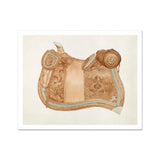 Leather Saddle - Ranka S. Woods 1930s Art Print / Canvas Ornate Horse Turquoise Trim Decorative Floral Equestrian, Mesmerizing, Prints