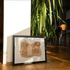 Leather Saddle - Ranka S. Woods 1930s Art Print, Framed Artwork Brown-toned Anatomical Illustration Hippo’s Face
