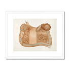Leather Saddle - Ranka S. Woods 1930s Art Print, Ornately Decorated Leather Saddle Tooled Designs Turquoise Trim