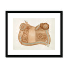 Leather Saddle - Ranka S. Woods 1930s Art Print, Ornately Tooled Leather Saddle Decorative Floral Patterns Turquoise