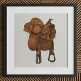 Leather Saddle - William Mcauley 1930s Equestrian Art Print / Canvas Detailed Watercolor Painting Classic Brown Western, Prints