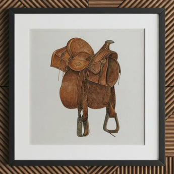 Leather Saddle - William Mcauley 1930s Equestrian Art Print / Canvas Detailed Watercolor Painting Classic Brown Western, Prints