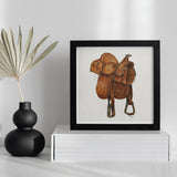 Leather Saddle - William Mcauley 1930s Equestrian Art Print / Canvas Framed Watercolor Illustration Brown Western, Prints