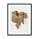Leather Side Saddle - Frank C. Barks Equestrian Art Print, Ornate Leather Horse Saddle Decorative Patterns Tassels