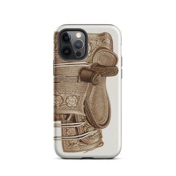 Leather Side Saddle - Frank C. Barks Equestrian Phone Case Iphone 12 Pro / Matte Ornate Phone Case Equestrian Art Iphone Case, Saddle-bound