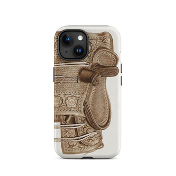 Leather Side Saddle - Frank C. Barks Equestrian Phone Case Iphone 15 / Matte Ornate Phone Case Equestrian Art Iphone Case, Saddle-bound