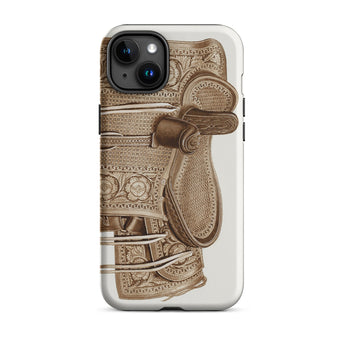 Leather Side Saddle - Frank C. Barks Equestrian Phone Case Iphone 15 Plus / Matte Ornate Saddle-themed Art, Saddle-bound Splendor, Mobile